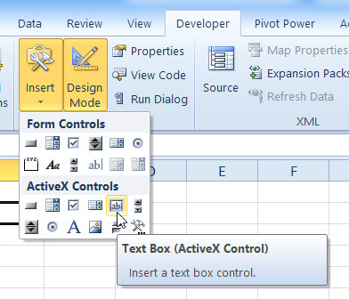 Excel vba insert text box